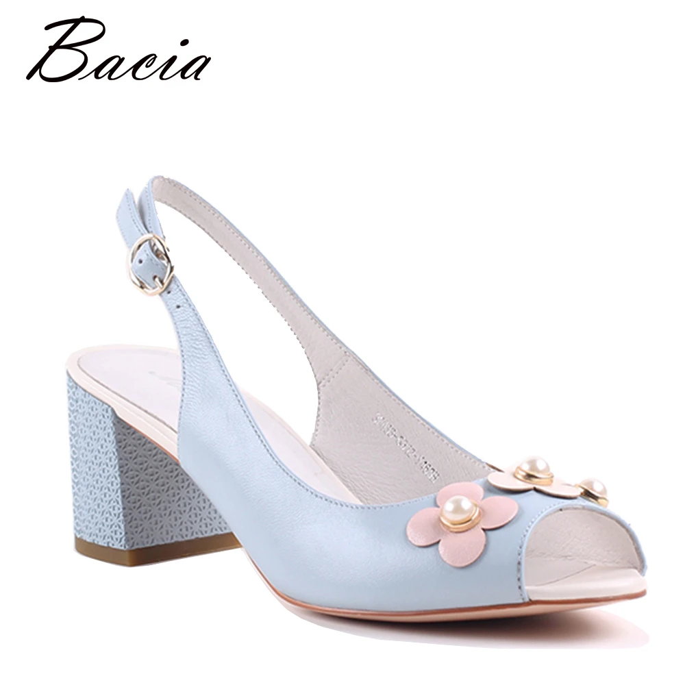 

Bacia Sheep Skin Sandals Hollow Design Comfortable Summer Shoes Women Blue Genuine Leather High Quality Shoes Size 35-41 VXA023