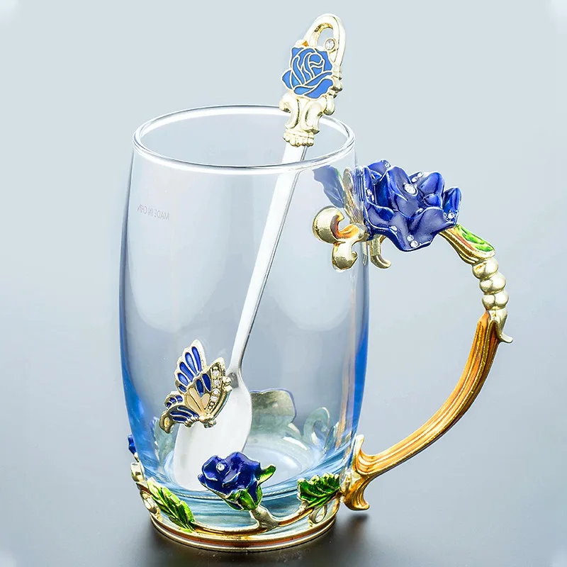 Эмаль стекло бабочка кружка Роскошный Кристалл кофе чашки термостойкие es чай чашки для свадебный подарок