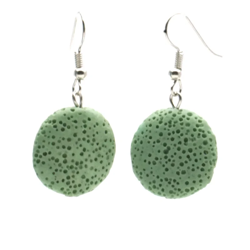 

13 Colors Flat Round Lava Stone Aroma Essential Oil Diffuser Earrings Aromatherapy Jewelry Minimalist Lava Rock Stone Earings