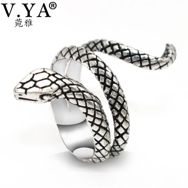 

V.YA Retro Style 925 Sterling Silver Snake Ring For Women Real Pure Silver Fine Jewelry Birthday Party Gift