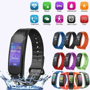 

C1Plus Smart Bracelet Color Screen Blood Pressure Heart Rate Monitor Smart Band Sport Watch for Android IOS