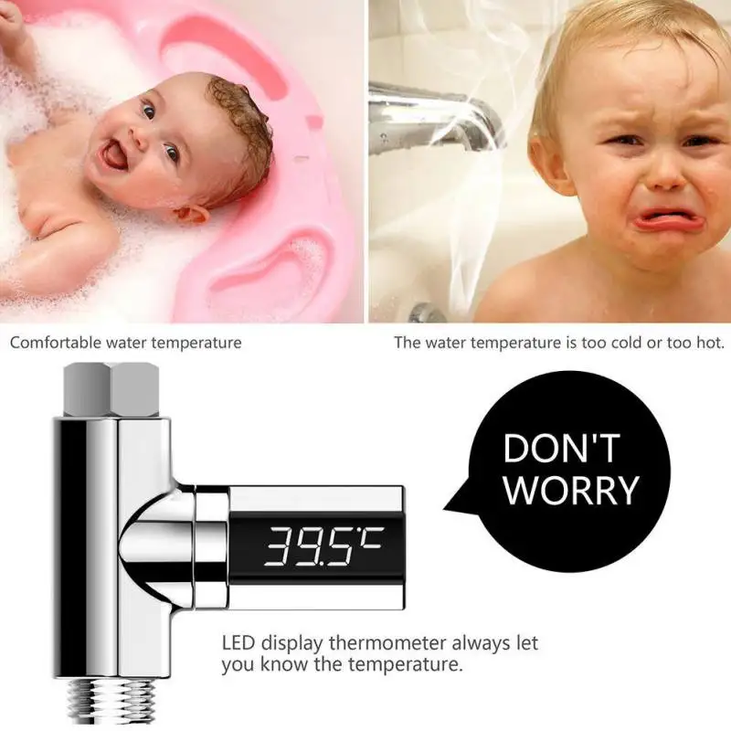 Термометр для душа с светодиодный-дисплеем, водонепроницаемый цифровой измеритель температуры потока воды, тестер, термометр с автоматическим отключением питания