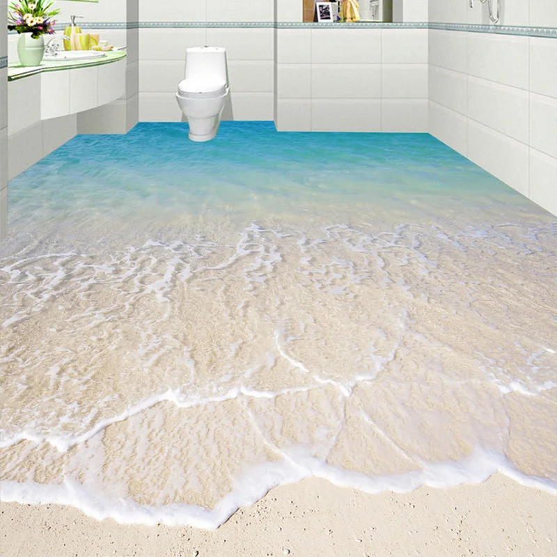 Us 1362 50 Di Scontopersonalizzato Auto Adesivo Pavimento Murale Carta Da Parati Moderna Spiaggia Acqua Di Mare 3d Pavimento Di Piastrelle Adesivo