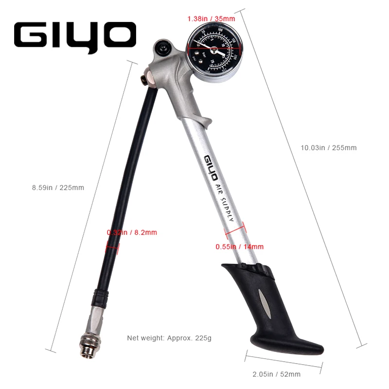 Насос велосипедный GIYO GS02D с манометром ручной шланг воздушный насос для езды на