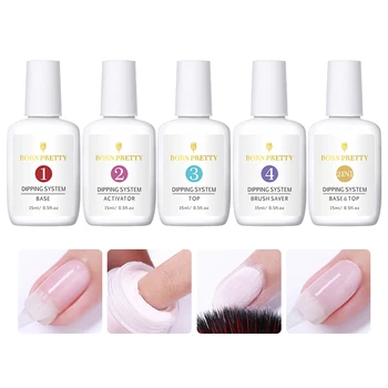 

BORN PRETTY 15ml Dipping Nail Powder System Liquid Clear Nail Art Dip System Liquid Base Coat Top Coat Without UV Lamp Needed