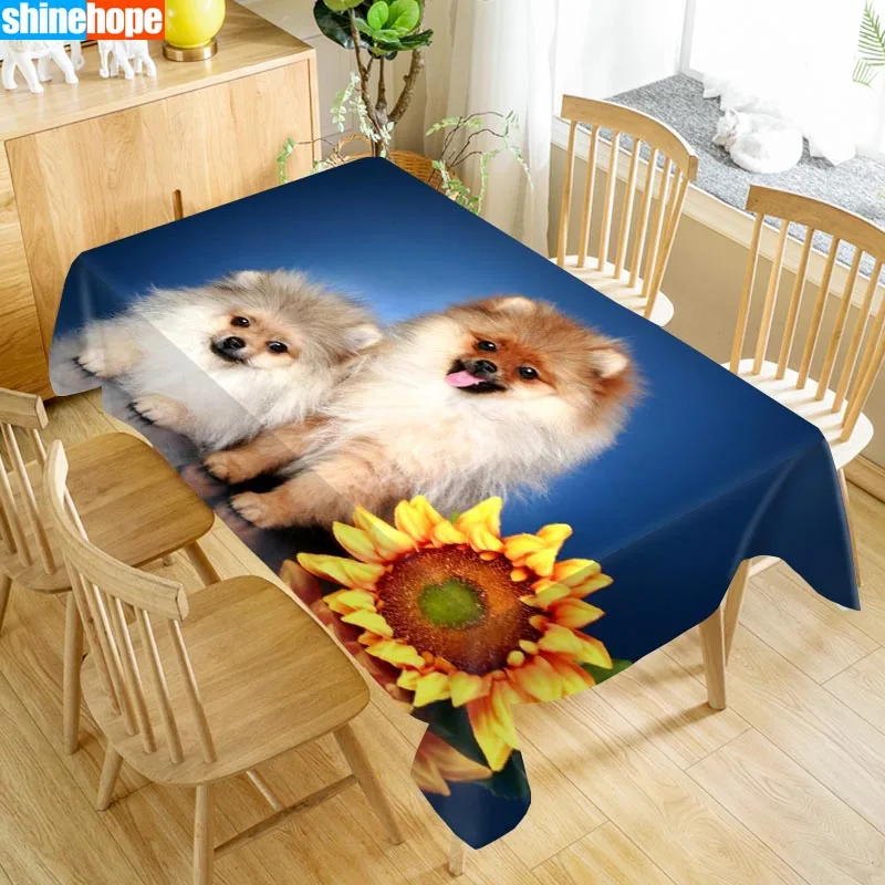  Custom Japanese Spitz Table Cloth Oxford Print Rectangular Waterproof Oilproof Animals Table Cover 