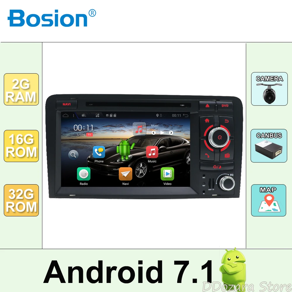 

4G Android 7.1 CAR DVD GPS For Audi A3 2003-2011 multimedia player stereo radio wifi map Rear View Camera OBD DAB