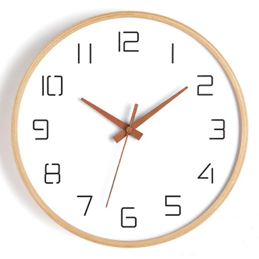 

Nordic Wooden Wall Clock Modern Design 3D Decorative Hanging Simple Solid Wood Clocks Bamboo Wall Watch Home Decor Silent 12