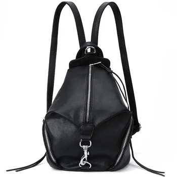 

Trong Fashion Classice Backpack Black Zipper School Bag Unisex Travel Bag Casual PU Leather Tassel Rucksack