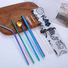 6 шт 304 соломка из нержавеющей стали кружка-термос с соломкой набор бытовой набор соломинок Конверт Сумка(случайный