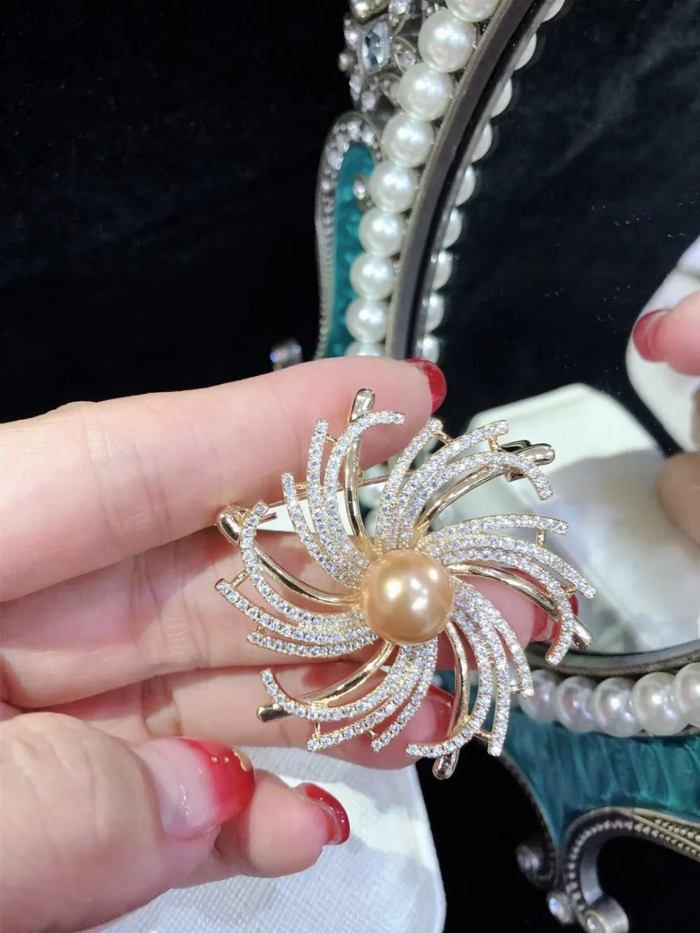 

Y310 Flower High Quality Golden plated Paved CZ Necklace Brooch Base Cubic Zirconia Jewelry Connector DIY Jewellery Making