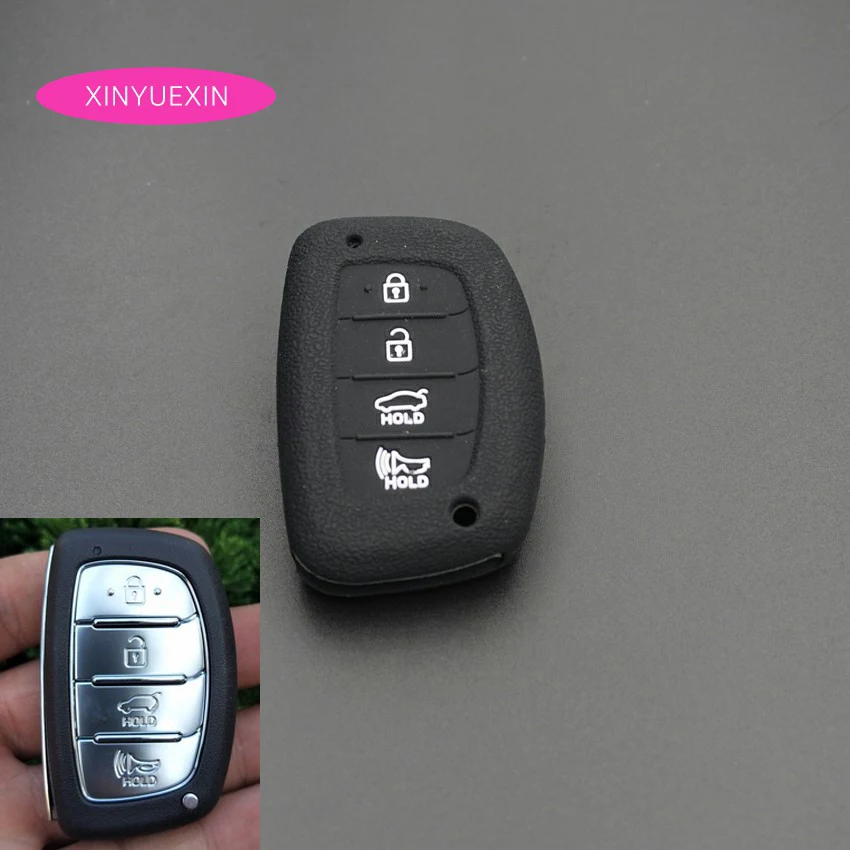 Xinyuexin силиконовый чехол для автомобильного ключа FOB 4 кнопки Hyundai TUCSON I40 IX35 I45 ELANTRA
