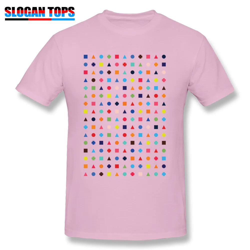 T Shirt Tops Shirts Dot Triangle Square Plus Repeat! Labor Day Pure Cotton Round Collar Men's T-shirts Design 2018 Hot Sale Dot Triangle Square Plus Repeat! pink