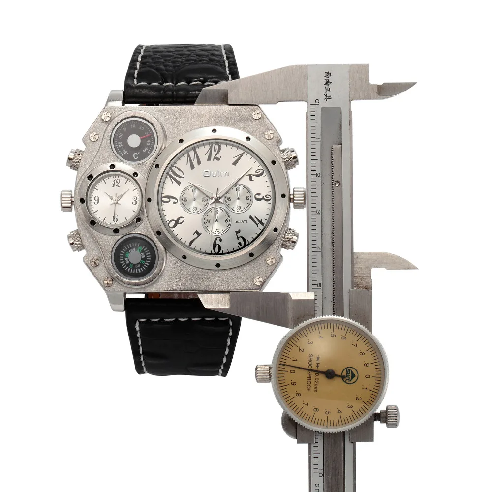 Najtaniej Nowy Model zegarek oulm mężczyźni sport kwarcowy skórzany pasek zegarki moda męski zegarek wojskowy modny zegarek Masculino Relojes