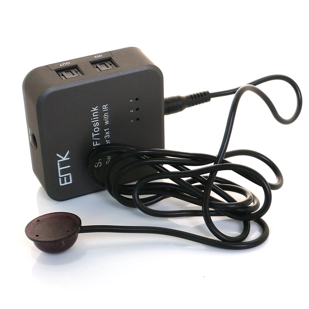 EMK SPDIF TOSLINK Digital Optical Audio Cable Switch 3x1 with IR Remote Controller Support 5.1 Free Shipping (8)
