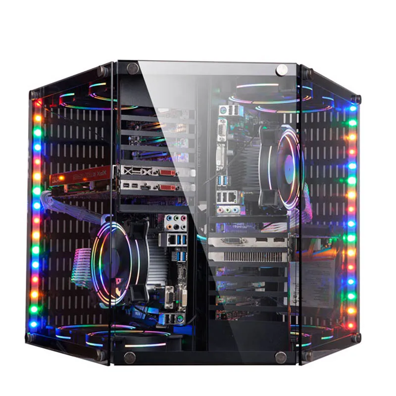 DIY стальной корпус для компьютера matx прозрачное стекло настольный коробка микро