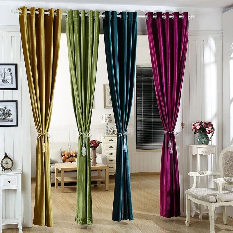 Italian Velvet Curtain Fabric Blackout Curtains Living ...