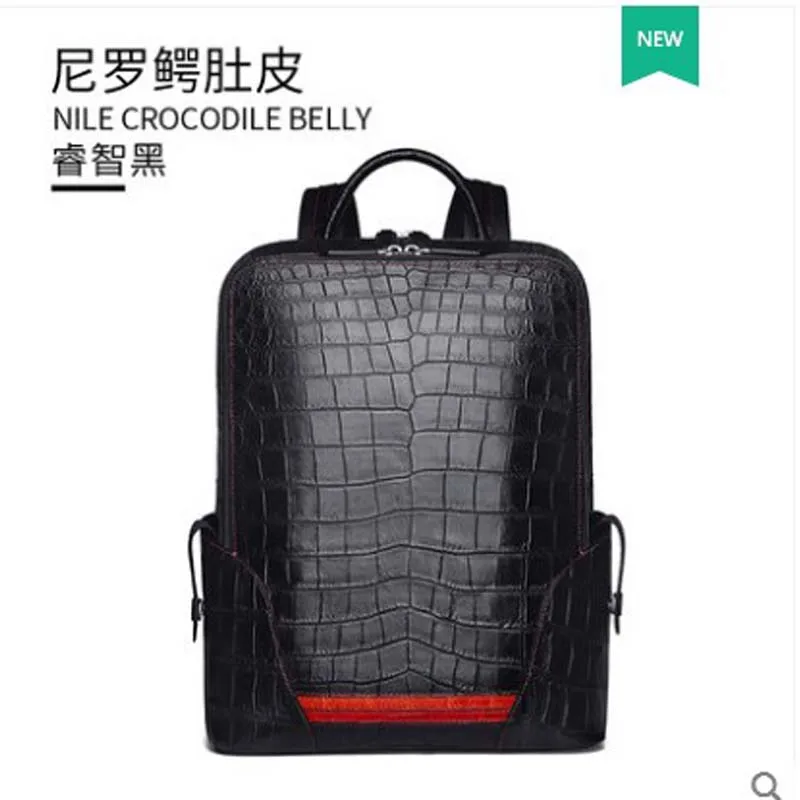 

gete 2019 2019 new crocodile leather backpack handmade Nile alligator belly travel bag casual fashion men's bag men backpack