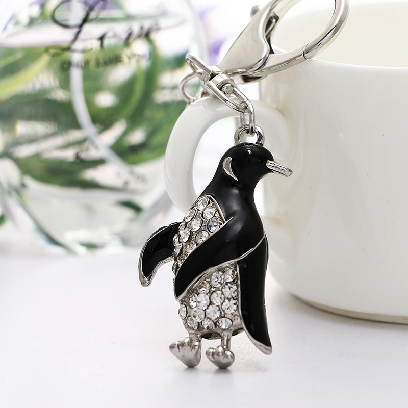 

New rhinestone crystal pendant keyring penguin key gift ysk025 key chain ring