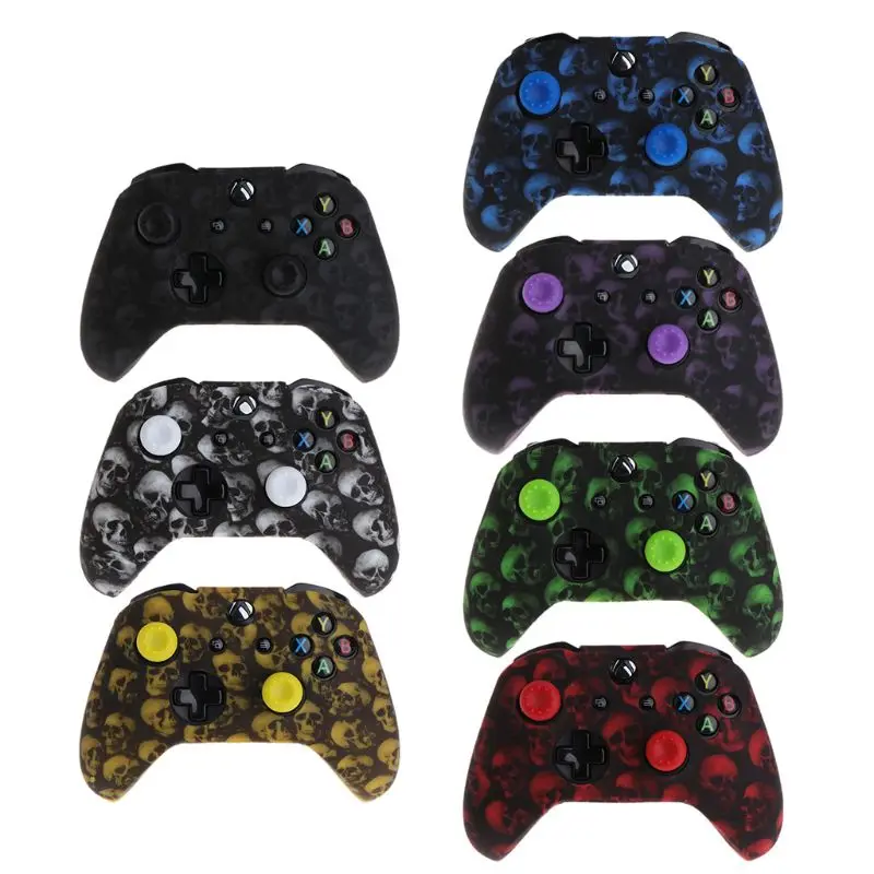 

Skull Pattern Silicone Gamepad Cover+2 Joystick Caps For XBox One X S Controller
