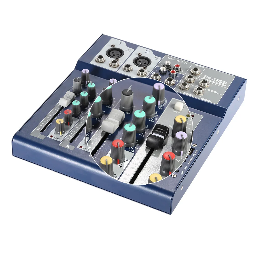 ammoon Professional 4 Channel Live Mini Audio Mixer Mixing Console 3