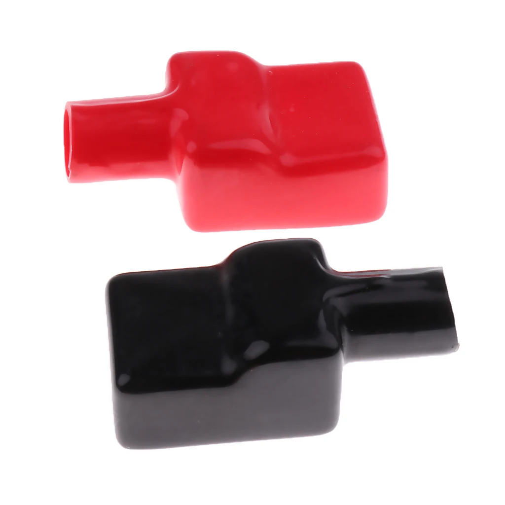 1 Set Universal Battery Terminal PVC Insulating Protector Covers Black+Red