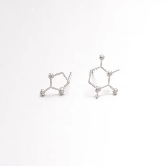 

Oly2u 2017 New Unbalance Caffeine Molecule Structure Stud Earrings for Women Unique Chemistry Molecule Geometric Earring -S078