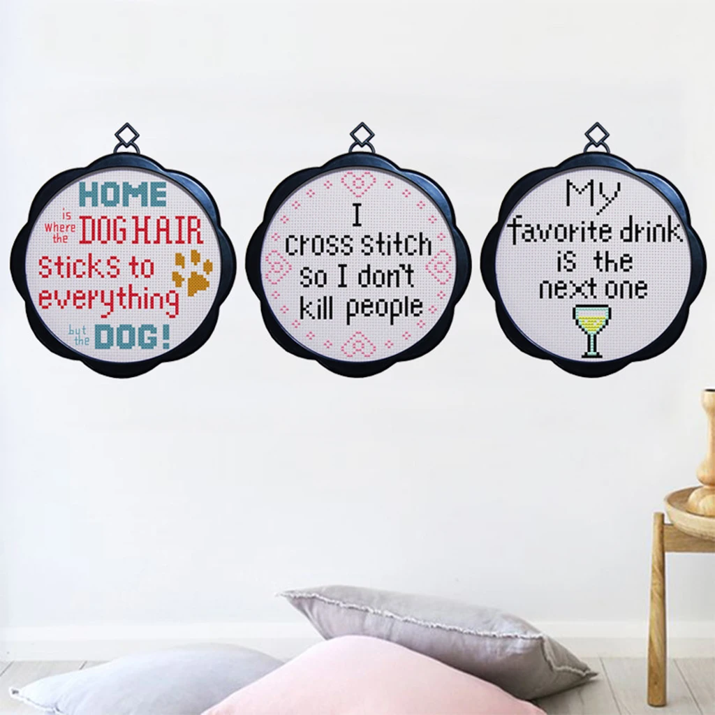 

Funny Quote Stamped Cross Stitch Kits Patterns Embroidery Kit, 11 Counted 17x17cm