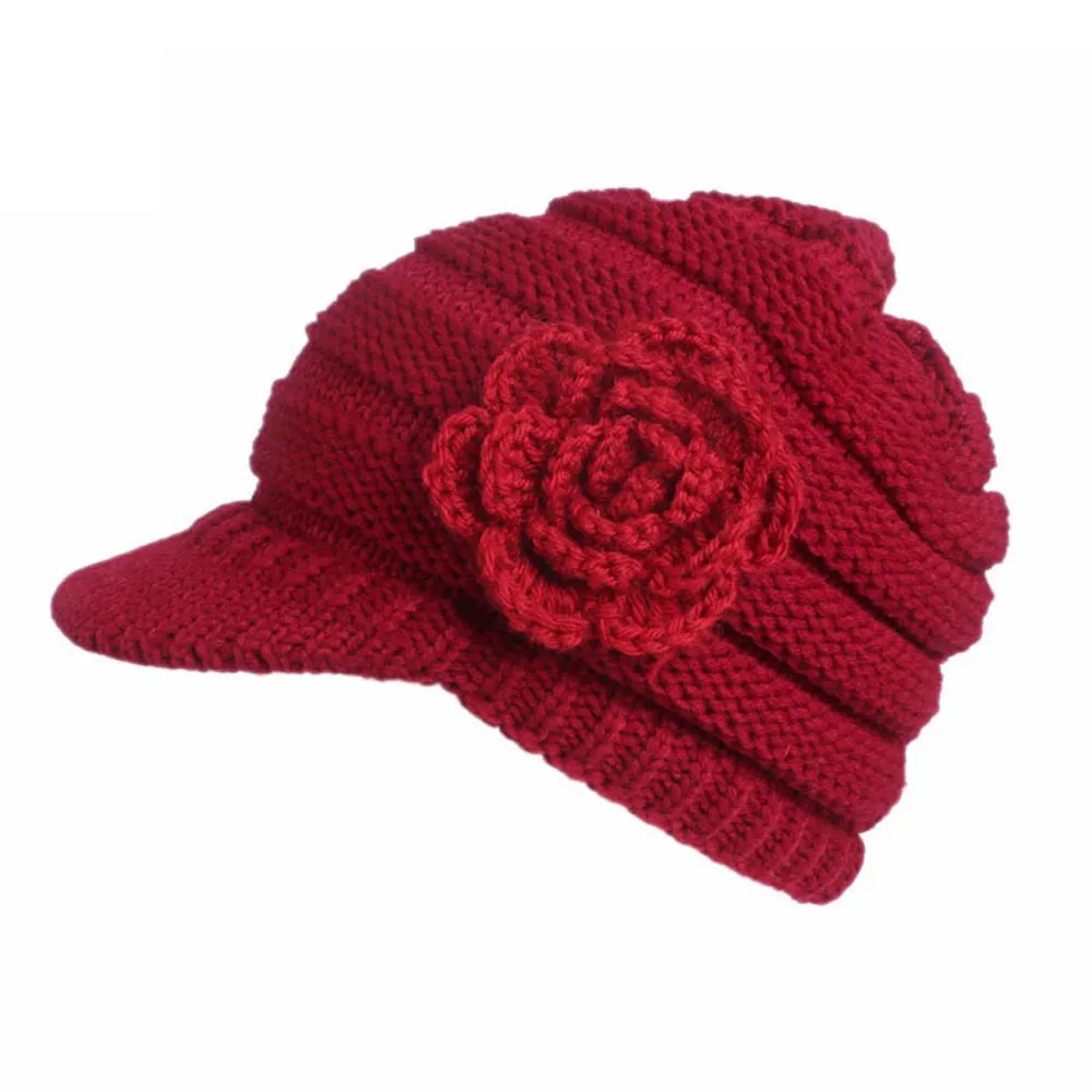 Женские теплые зимние вязаные шапки-береты, тюрбан, шапка с козырьком, шляпа сомбреро, caliente Y50B - Цвет: Красный
