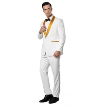 Новинка, элегантный белый мужской костюм на одной пуговице, лучший мужской пиджак+ брюки, мужские свадебные костюмы, смокинги для жениха