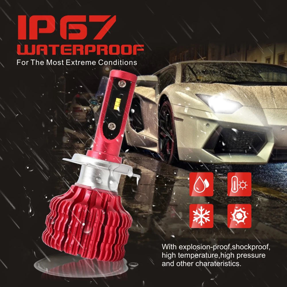 2 шт. супер Brgiht Автомобильные светодиодные лампы H1 H7 H4 Led H11 9005 9006 фары Canbus