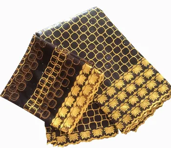 

New arrival embroidery African jaquard bazin lace fabric matching 2Y net lace fabric IKBN51 many color