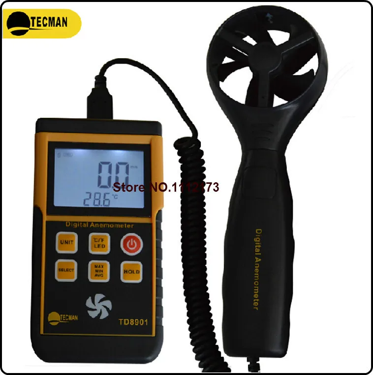 

TECMAN TD8901 0.3-45M/S split digital anemometer wind speed meter Air Flow Velocity Meter Thermometer air speedmeter-Without box
