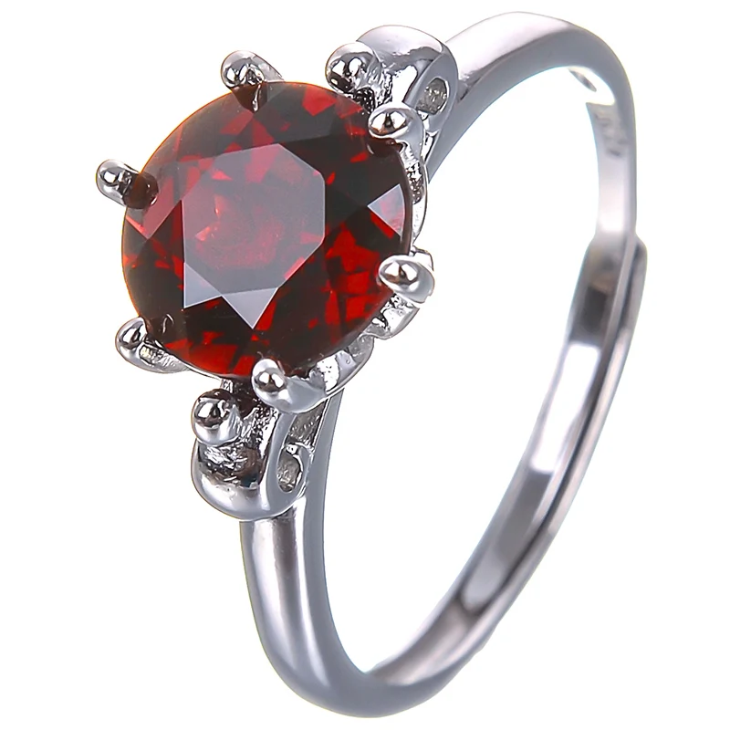 Natural 8mm*8mm Rings 925 Silver Red Simple Luxury Gemstone Fine