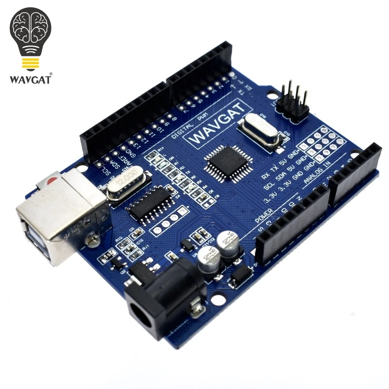 WAVGAT high quality One set UNO R3 (CH340G) MEGA328P for Arduino UNO R3 + USB CABLE ATMEGA328P-AU Development board