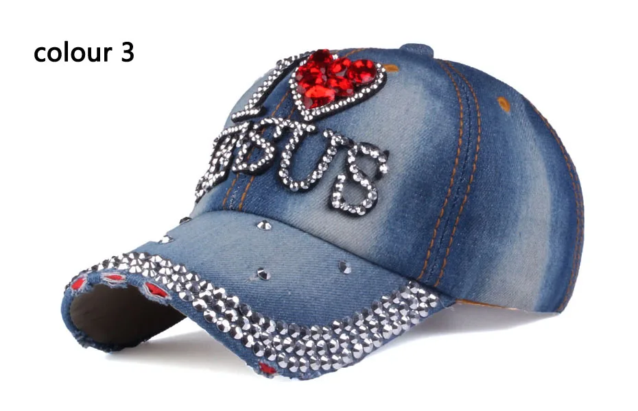 [YARBUU] бейсболки модная Высококачественная шапка для женщин с надписью JESUS, регулируемая хлопковая кепка, стразы, джинсовая кепка