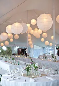 

100pcs New Decorations balloon Ceiling Pendant light Lamp Shade White Rice Paper lanterns Birthday Party Wedding