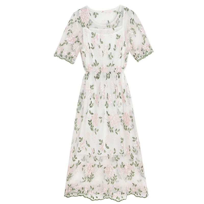 Young Gee элегантные подиумные платья с вышивкой для женщин с короткими рукавами из прозрачной сетки Вечерние винтажные богемные Брендовые платья