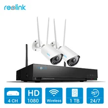 Reolink 1080 P Комплект Wi-Fi Камеры 4ch 2MP Wi-Fi NVR и 2 Полной hd Беспроводной Камеры для Домашнего Наблюдения 1 ТБ HDD RLK4-210WB2