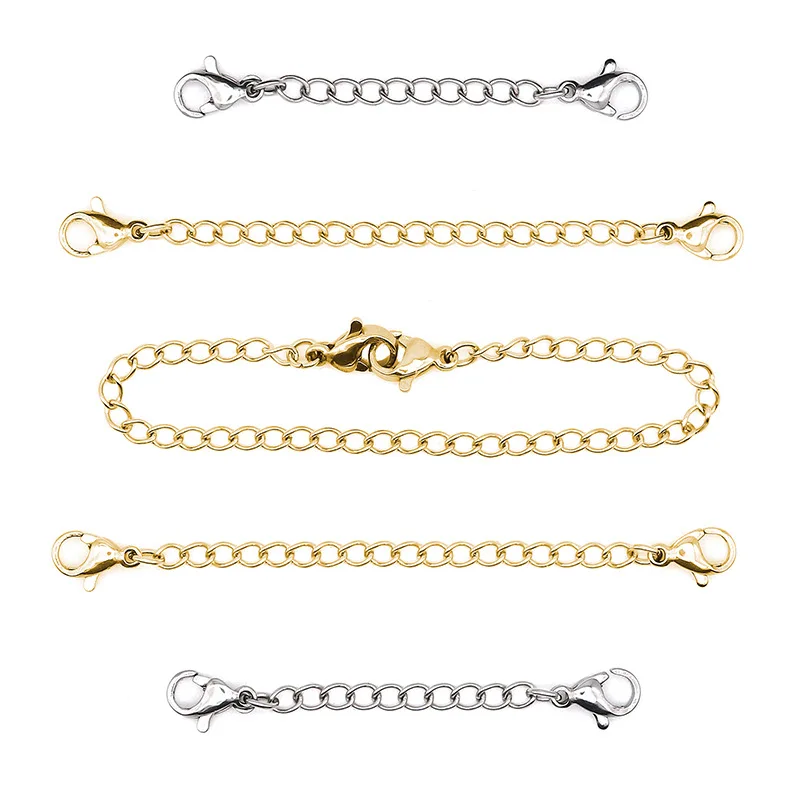 

5pcs Stainless Steel Necklace Extension Chain Bulk Lobster Clasp fit Bracelet Extended Chains for DIY Jewelry Making Findings