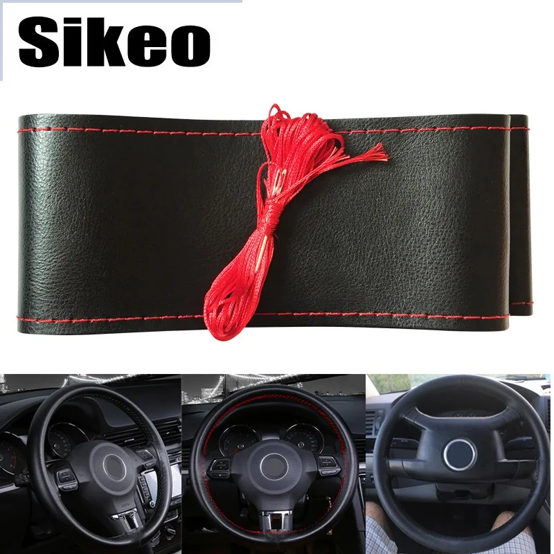 

1pcs Car Steering Wheel Covers DIY 37cm/38cm Soft Fiber Leather braid steering-wheel With Needle and Thread Car Accessories