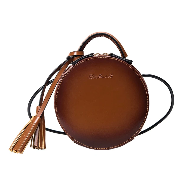 New Arrival Brand Designer Women Leather Tassel Mini Round Handbags New Arrival Brand Designer Women Leather Tassel Mini Round Handbags Korean Style Shoulder Bags Crossbody
