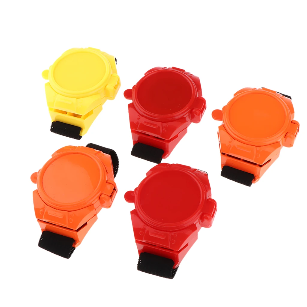 

Simulation Novelty Watch Launcher UFO Flying Disc Launching Watch Bracelet Toys Anime Cosplay Playset 5 Pieces Random Color