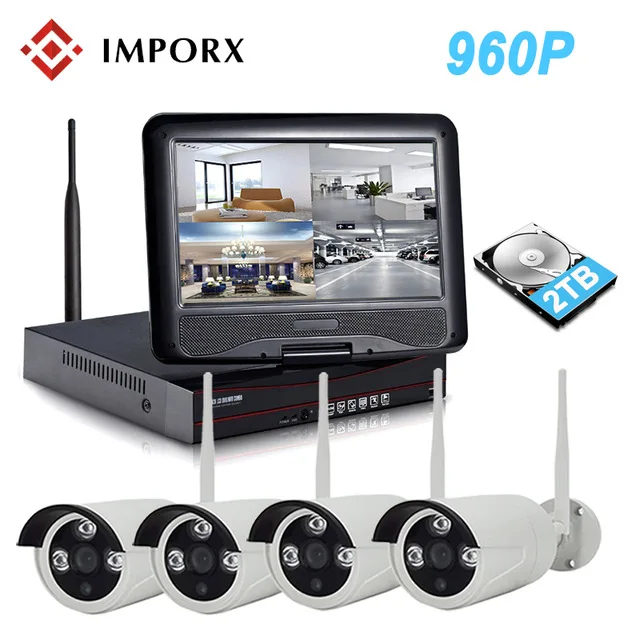 

10"LCD Monitor Screen 960P 4CH Wireless NVR Kit Wifi CCTV System P2P 1.3MP IP Camera Outdoor Video Security Surveillance Kit