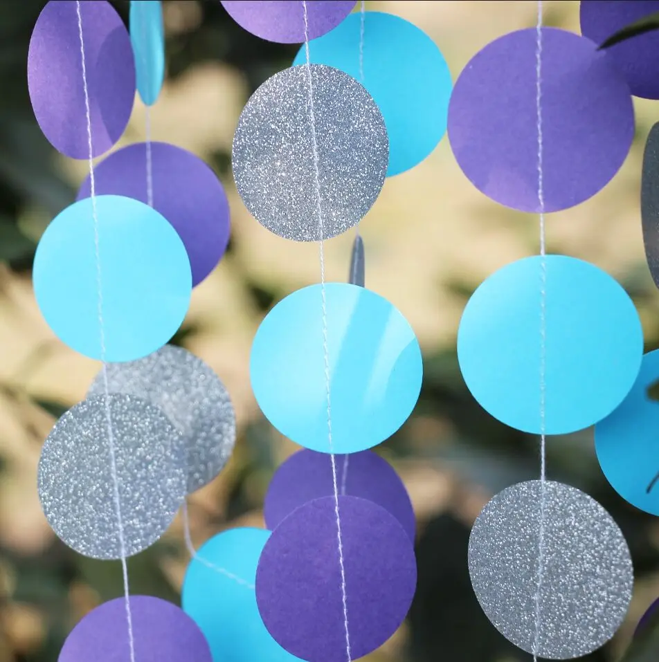Purple Blue silver garland, Metallic Wedding decoration, Paper garland