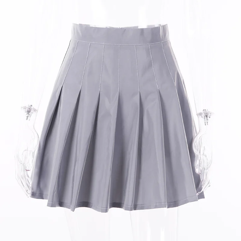 Мода отражающие юбки Для женщин s Молния fly-линия плиссированная юбка Уличная Женская одежда Вечерние Юбка faldas mujer moda