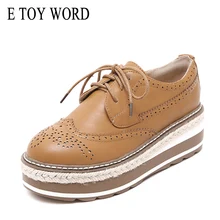 E TOY WORD Flat Platform Shoes autumn 2019 new Retro British Bullock women shoes leather thick bottom increased single shoes E TOY WORD Flat Platform Shoes autumn 2019 new Retro British Bullock women shoes leather thick bottom increased single shoes