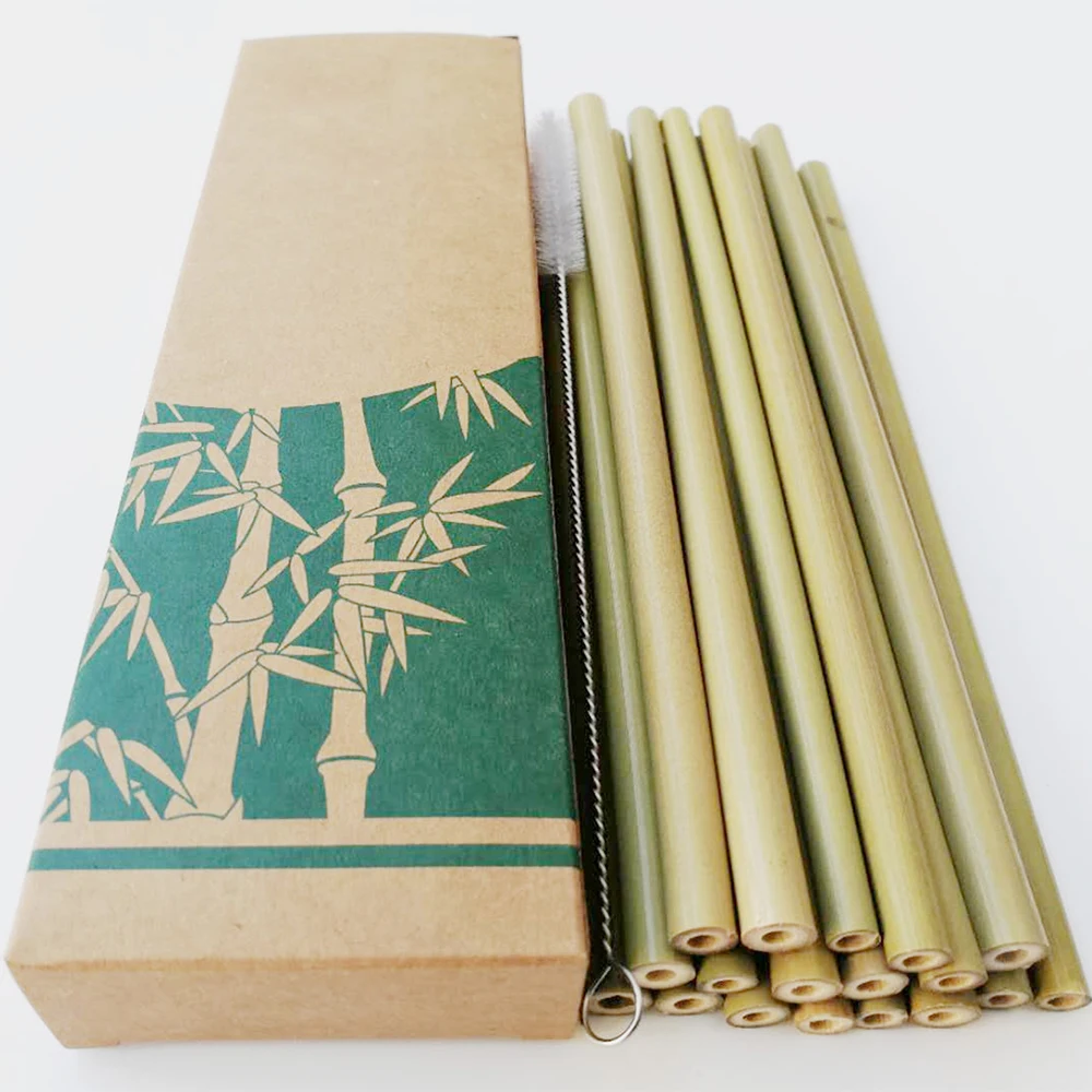 

Useful 10pcs/set Bamboo Drinking Straws Reusable Eco-Friendly Party Kitchen + Clean Brush for wholesale