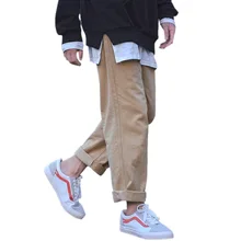 Размера плюс S-5XL свободные BF Harajuku широкие брюки мужские брюки корейская мода прямые брюки для мужчин черные, цвет хаки брюки