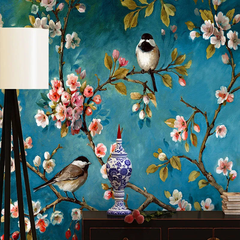 Birds And Flowers Fabric Wallpaper and Home Decor  Spoonflower